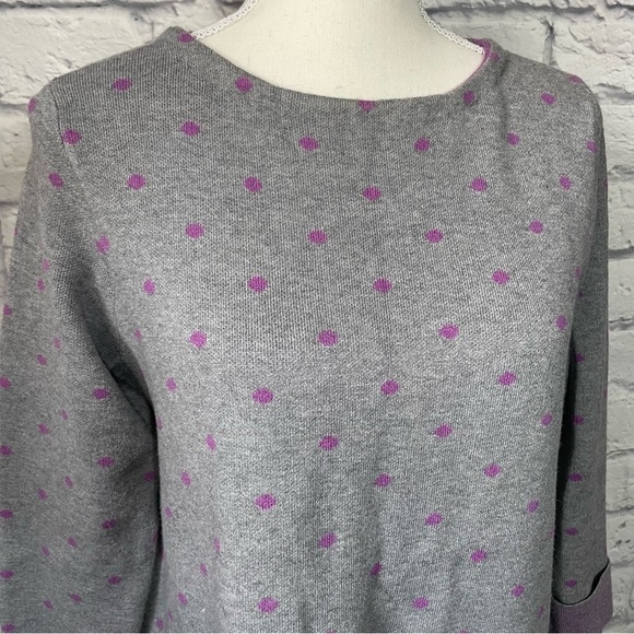 Cynthia Rowley Purple And Grey Polka Dot 3/4 Sleeve Heavy Sweater Size Medium - Picture 3 of 8